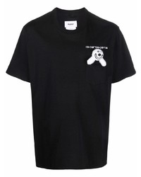 T-shirt à col rond brodé noir Doublet