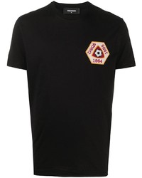 T-shirt à col rond brodé noir DSQUARED2