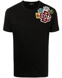 T-shirt à col rond brodé noir DSQUARED2