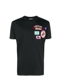 T-shirt à col rond brodé noir DSQUARED2