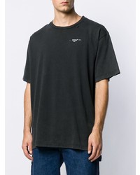 T-shirt à col rond brodé noir Off-White