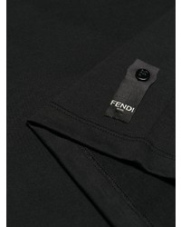 T-shirt à col rond brodé noir Fendi