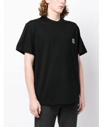 T-shirt à col rond brodé noir Wooyoungmi