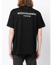 T-shirt à col rond brodé noir Wooyoungmi