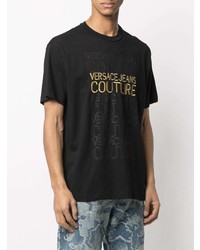 T-shirt à col rond brodé noir VERSACE JEANS COUTURE