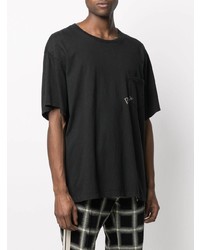 T-shirt à col rond brodé noir Rhude