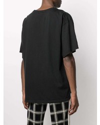 T-shirt à col rond brodé noir Rhude