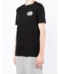 T-shirt à col rond brodé noir Emporio Armani