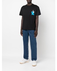 T-shirt à col rond brodé noir JW Anderson