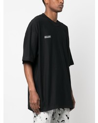 T-shirt à col rond brodé noir Vetements