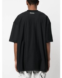 T-shirt à col rond brodé noir Vetements