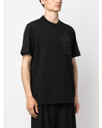 T-shirt à col rond brodé noir Moncler