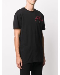 T-shirt à col rond brodé noir Philipp Plein