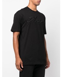 T-shirt à col rond brodé noir Philipp Plein