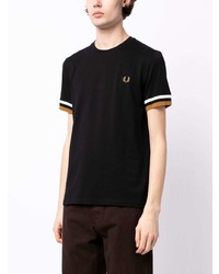 T-shirt à col rond brodé noir Fred Perry