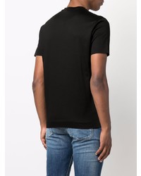 T-shirt à col rond brodé noir Emporio Armani