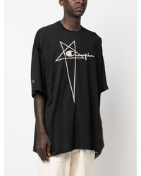 T-shirt à col rond brodé noir Rick Owens X Champion