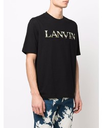 T-shirt à col rond brodé noir Lanvin