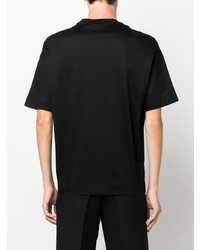 T-shirt à col rond brodé noir Emporio Armani
