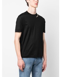 T-shirt à col rond brodé noir Emporio Armani