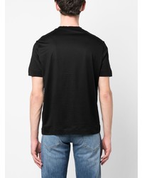 T-shirt à col rond brodé noir Emporio Armani