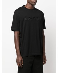 T-shirt à col rond brodé noir Lanvin