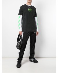 T-shirt à col rond brodé noir Off-White