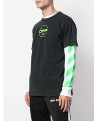 T-shirt à col rond brodé noir Off-White