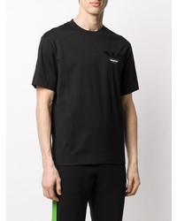 T-shirt à col rond brodé noir Emporio Armani