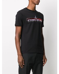 T-shirt à col rond brodé noir Stone Island