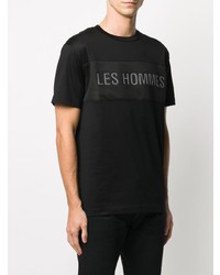 T-shirt à col rond brodé noir Les Hommes