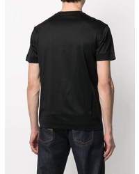 T-shirt à col rond brodé noir Emporio Armani