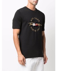 T-shirt à col rond brodé noir Tommy Hilfiger