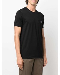 T-shirt à col rond brodé noir Kiton