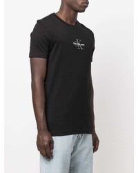 T-shirt à col rond brodé noir Calvin Klein Jeans