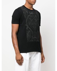 T-shirt à col rond brodé noir Etro