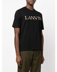 T-shirt à col rond brodé noir Lanvin