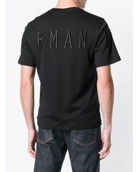 T-shirt à col rond brodé noir Emporio Armani