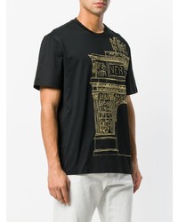 T-shirt à col rond brodé noir Versace