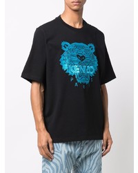 T-shirt à col rond brodé noir Kenzo