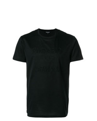 T-shirt à col rond brodé noir Emporio Armani