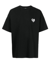 T-shirt à col rond brodé noir FIVE CM