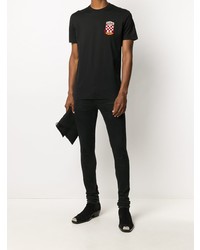 T-shirt à col rond brodé noir DSQUARED2