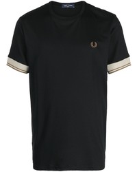 T-shirt à col rond brodé noir Fred Perry