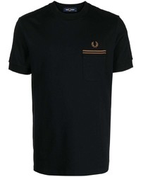 T-shirt à col rond brodé noir Fred Perry