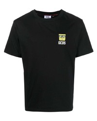 T-shirt à col rond brodé noir Gcds