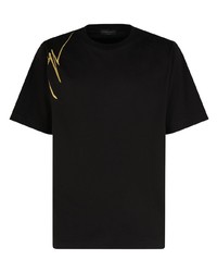 T-shirt à col rond brodé noir Giuseppe Zanotti