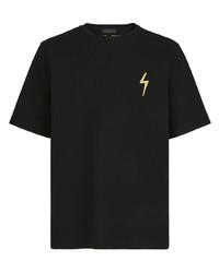 T-shirt à col rond brodé noir Giuseppe Zanotti
