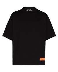 T-shirt à col rond brodé noir Heron Preston