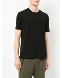 T-shirt à col rond brodé noir CK Calvin Klein